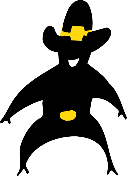 The image shows a black silhouette of an object with yellow highlights against a dark background on its right side.