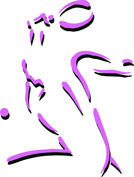 The image shows a purple silhouette of an athlete playing tennis on what appears to be a court with lines indicating boundaries for play.