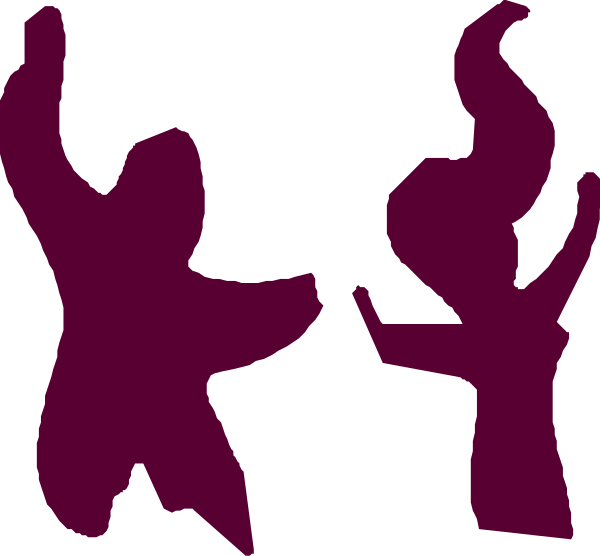 The image shows two silhouettes of figures that appear to be dancing; there is no text present within this clip-art graphic.