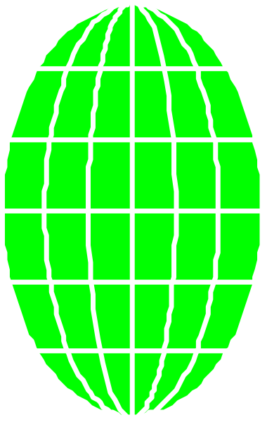 The image shows a green globe with grid lines superimposed over it against an orange background.