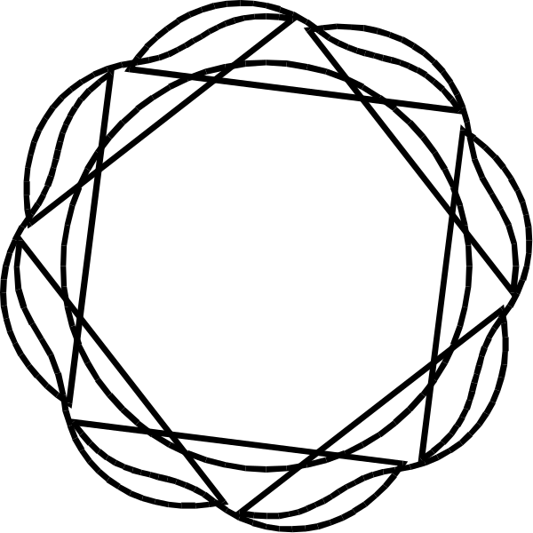 The image shows a black and white pattern with concentric circles forming an abstract design that resembles a target-like shape in its center.