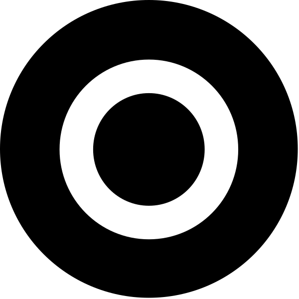 The black and white logo of a company with an oval shape inside it featuring two lines crossing each other at right angles in its center.