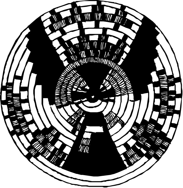 The black and white images show a circular pattern with radiating lines that create an intricate design resembling a target-like structure within two different frames; one is smaller inside another larger frame.