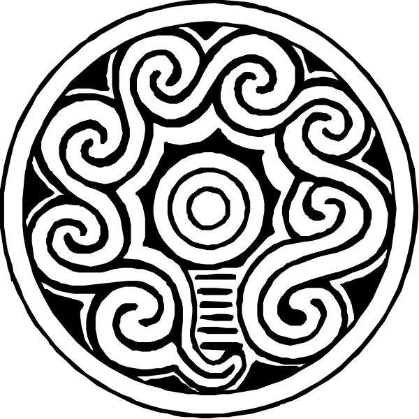 The image shows two circular designs with intricate patterns resembling tribal motifs; these could be stamps or logos for a company that deals in Asian-inspired products like tea blends, incense sticks, etc., given their design and style which is reminiscent of East Asian art.