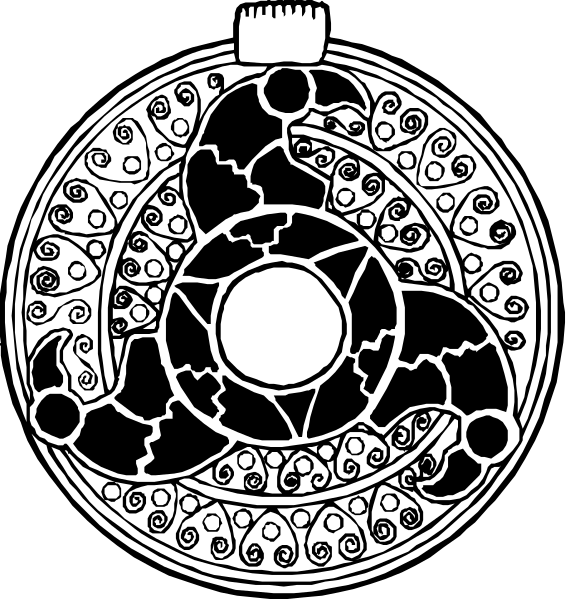 The black and white images show a clock with intricate designs on its face; it has Roman numerals around the circumference of the dial and features an elaborate pattern within each hour marking off time intervals in minutes, as well as decorative elements like swirls and possibly some sort of emblem or symbol.