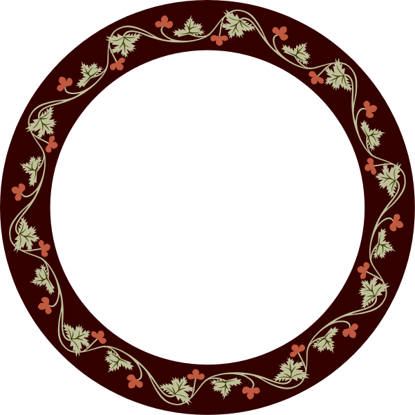 The image shows two circular wreaths with a floral design on them against a black background.