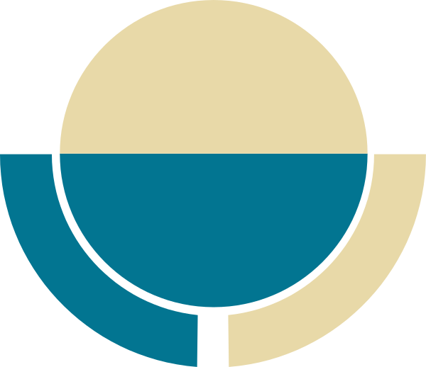 The image shows a stylized graphic of an abstract globe with two overlapping rings that resemble eyes; it is set against a background composed of concentric circles in shades of blue and white.