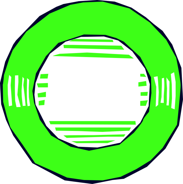 The images show a green circle with white lines inside it on both sides of an empty space that is colored black.