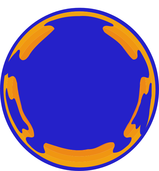 The image shows a blue circle with an orange outline on its right side, next to which is another smaller circular shape that appears similar but has no details inside it due to being cropped out of view in this clip-art format.