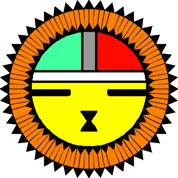 The image shows a stylized cartoon sun with an emoji face on it inside of what appears to be a circular frame resembling sunglasses frames in red, blue, yellow, green, orange and white hues against black background.
