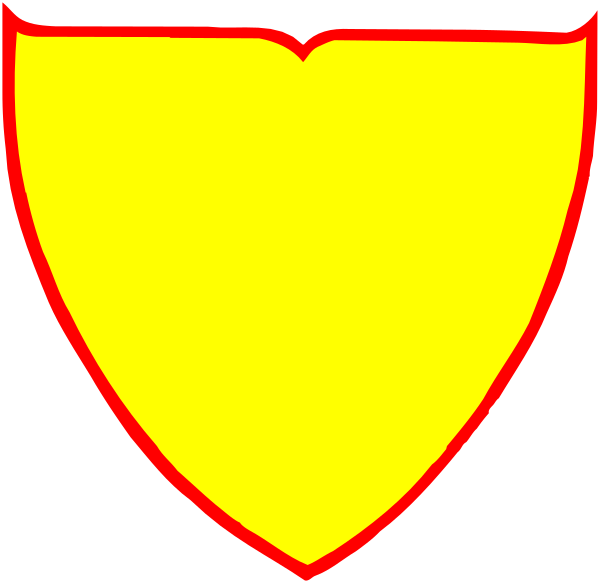 The image shows a simple graphic of two yellow triangles with red outlines forming an abstract shape that resembles a smiley face on top of each other against a black background.