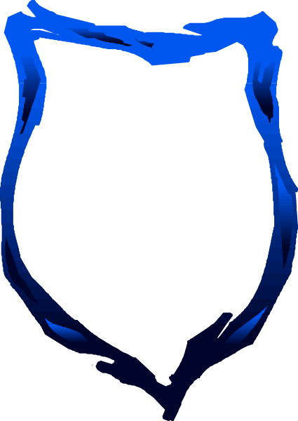 The image shows a blue shield with an owl emblem on it against a white background.