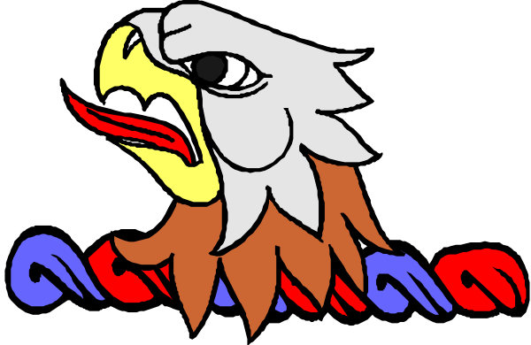 The image shows a stylized eagle with an American flag motif on its head perched above text that reads "AMERICAN EAGLE."