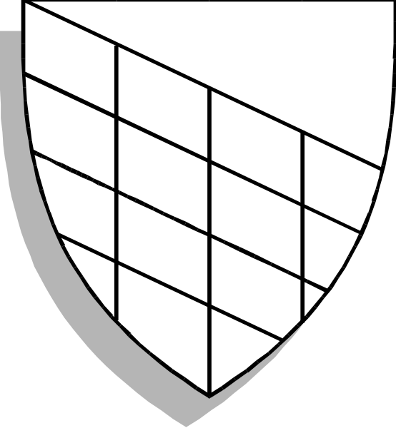 The logo features a shield with an emblem inside it on top of what appears to be a grid pattern background.