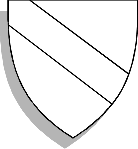The image shows a black and white shield with an emblem inside it on top of what appears to be a flagpole against a plain background.