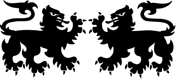 The image shows a black silhouette of an animal with two eyes looking upwards against a gray background.