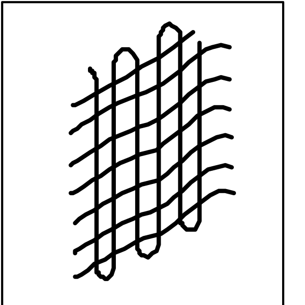 The black and white illustration shows a grid of squares with lines connecting them to form what appears to be an abstract pattern resembling waves or ripples on water's surface.