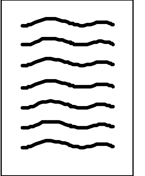The image shows a white square with black lines forming an abstract pattern that resembles waves or ripples on water's surface.