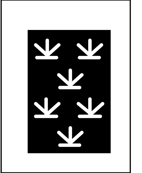 The image shows a black and white graphic of four trees with branches extending outward from their trunks to form leaf-like shapes at the ends.
