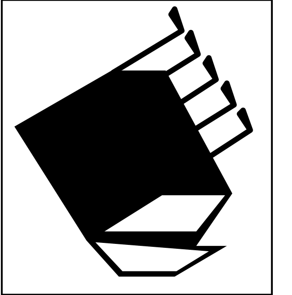 The image shows a black and white icon of an open book with pages falling out onto what appears to be a stack of books below it on its right side.