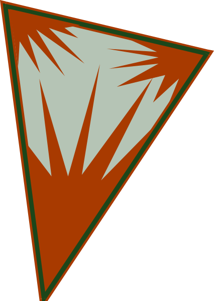 The image shows a red triangle with jagged edges on top of another shape that appears to be an abstract representation of water waves in white against a black background.