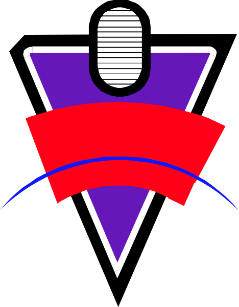 The image shows a logo with an abstract design featuring geometric shapes such as triangles and rectangles on a black background. There is also text in red that reads "VIRTUAL" above two vertical lines, one of which has a small white dot at its center.