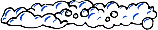 The image shows a black and white cartoon of an elephant with its trunk raised above it, surrounded by several smaller blue birds flying around in mid-air against a gray background.