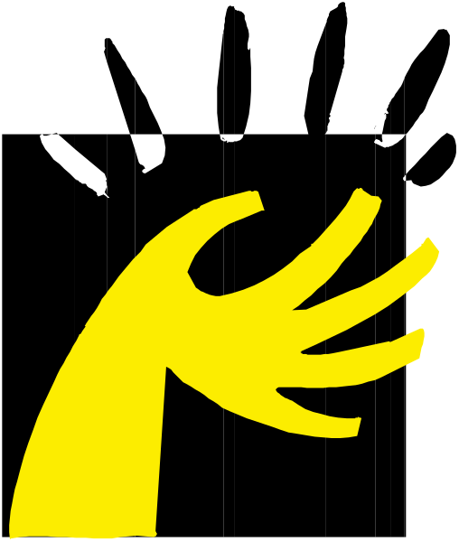 The image shows a hand with an open palm facing upwards against a black background.