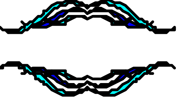 The image shows a blue circular object with an irregular shape on its right side against a dark background.