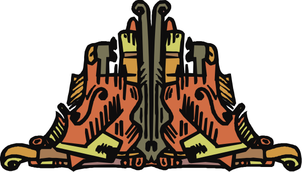 The image shows a cartoon of an electric guitar with four legs standing upright on its side, each leg ending in what appears to be a boot.