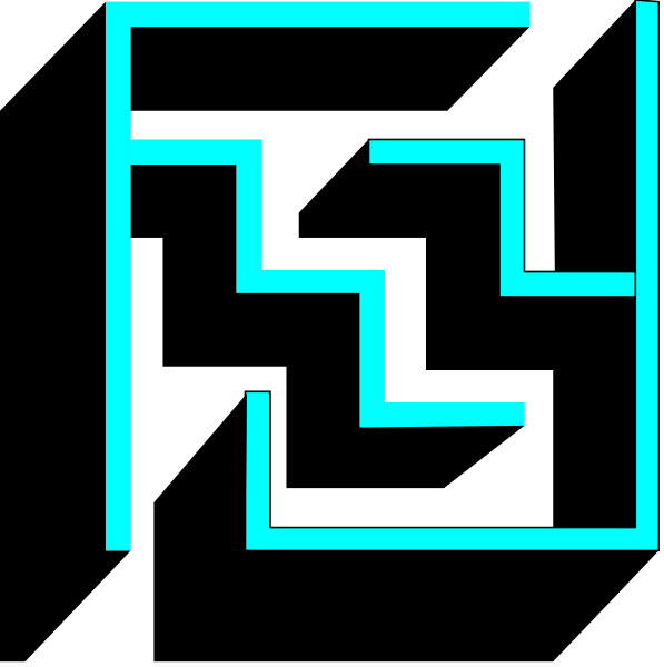 The image shows a simple black maze with blue lines indicating paths to follow through it on what appears to be an electronic device screen displaying this puzzle-like pattern.