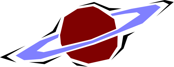 The image shows a gray background with an abstract design resembling planets orbiting around each other on either side of what appears to be a red planet in the center.
