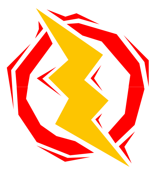 The image shows a stylized lightning bolt with an electric shock effect around it on what appears to be a black background.