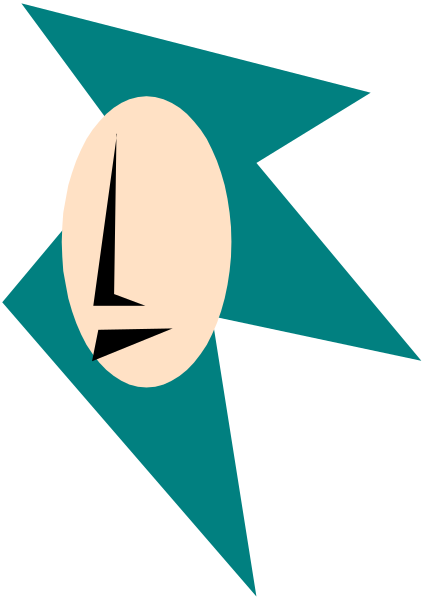 The image shows a stylized graphic with an abstract design resembling a shield shape containing various geometric shapes such as triangles and rectangles in shades of blue and teal on a dark background; there is also what appears to be a small, simplistic face or mask-like feature within the central part.