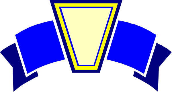The image shows a stylized blue shield with an emblem inside it that resembles a lightning bolt on top of what appears to be two crossed swords; there is no text present in this clip-art representation, and the background color behind these elements seems dark grey or black.