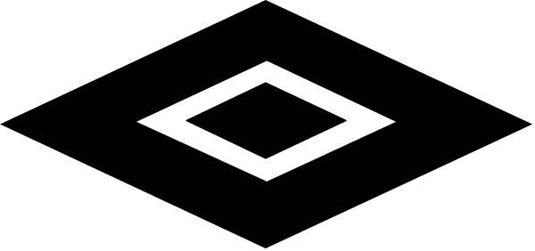 The image shows a black and white abstract design with geometric shapes resembling an eye pattern on top of what appears to be a horizontal barcode-like structure against a grey background.