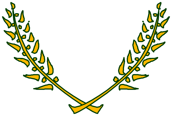 The image shows a black background with two laurel wreaths on either side of an emblem that resembles wings; there is no text present in this clip-art graphic.
