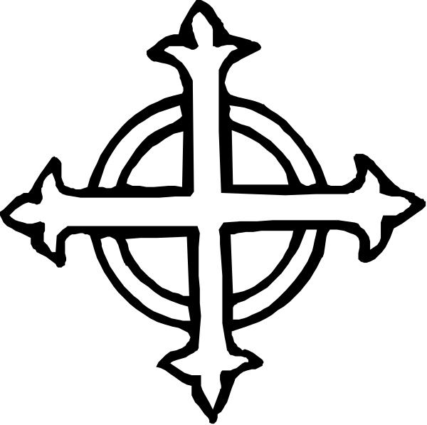 The black and white logo of a compass rose with an intersecting cross symbolizing navigation is shown on this small clip-art image.