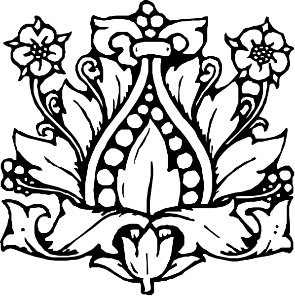 The images show a black and white emblem with intricate designs featuring floral patterns and possibly some text within it; however, due to low resolution, specific details about any potential texts cannot be confidently determined from this description.