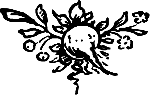 The black and white illustration shows a cartoon of an elephant with its trunk raised upwards towards what appears to be raindrops falling from above.