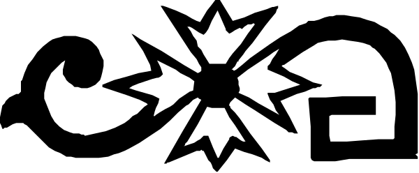 The image shows a black background with white shapes that resemble snowflakes arranged to form an abstract pattern.