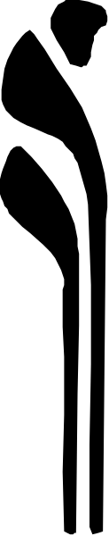 The image shows a gray background with two black vertical lines on either side of what appears to be an object that resembles a stylized letter "t" in between them.