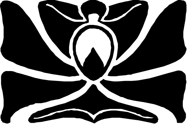 The black background features a white silhouette of an animal with two ears standing upright on its hind legs against what appears to be a dark skyline at nighttime.