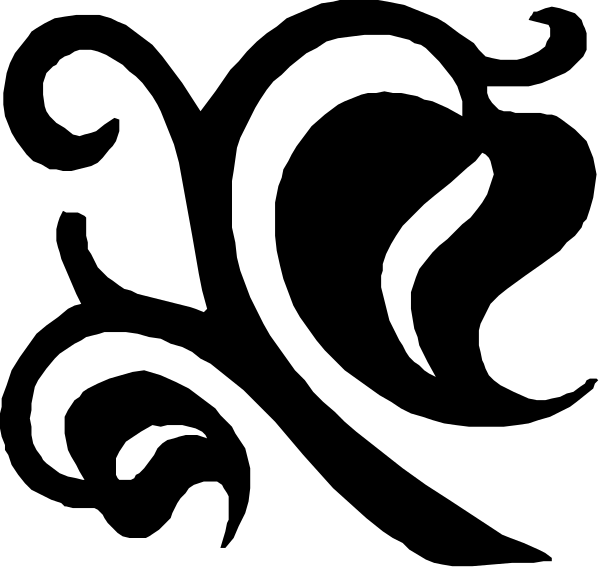 The black silhouette of a cat's head with its ears perked up against an unseen background.