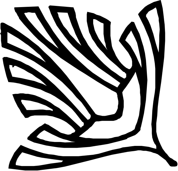 The image shows a black silhouette of an eagle's head with its wings spread out behind it against a white background.