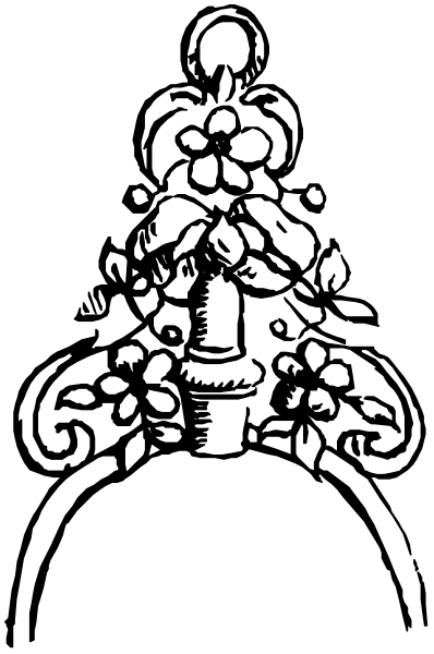 The black and white photo shows a person riding on top of an elephant with decorative patterns around it's head.