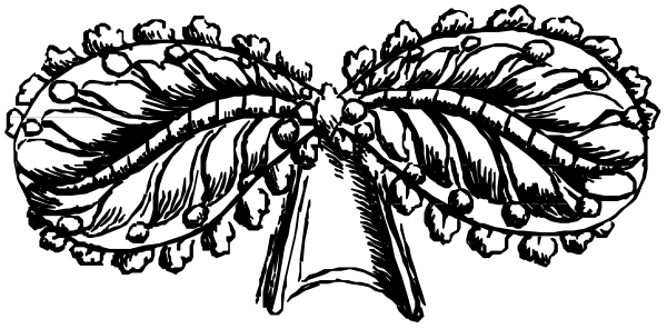 The black and white illustration shows a pair of leaves with droplets on them placed above two stylized flowers that resemble poppies in bloom against an unadorned background.