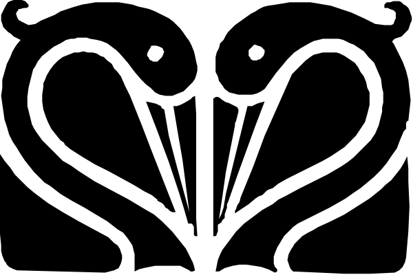 The image shows a black cat with two white eyes sitting on top of what appears to be an orange object that could possibly represent food like pizza crusts or breadsticks in front of it.