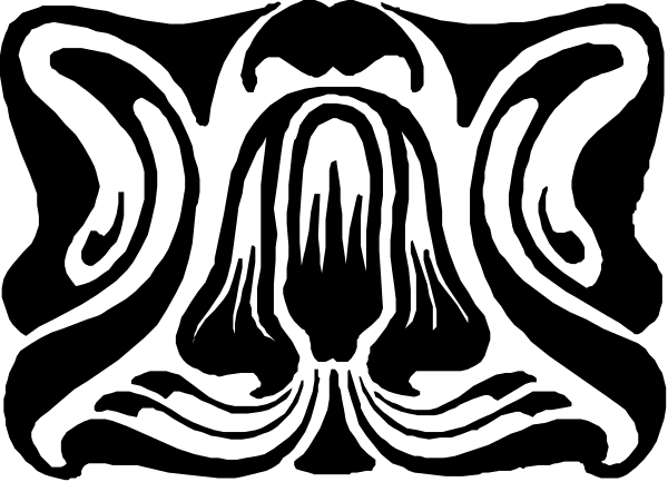 The black and white silhouette of a creature with tentacles on its head is shown against a dark background.