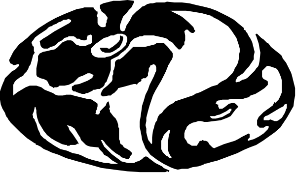 The black and white silhouette of a person's face with closed eyes is shown against an indistinct background in this small clip-art image.